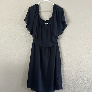 Elegant sheer navy blue dress. Size S, NWOT